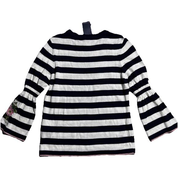 New Marks and Spencer's M&S Striped Floral Sweater Womens Sz 4 - Picture 2 of 5